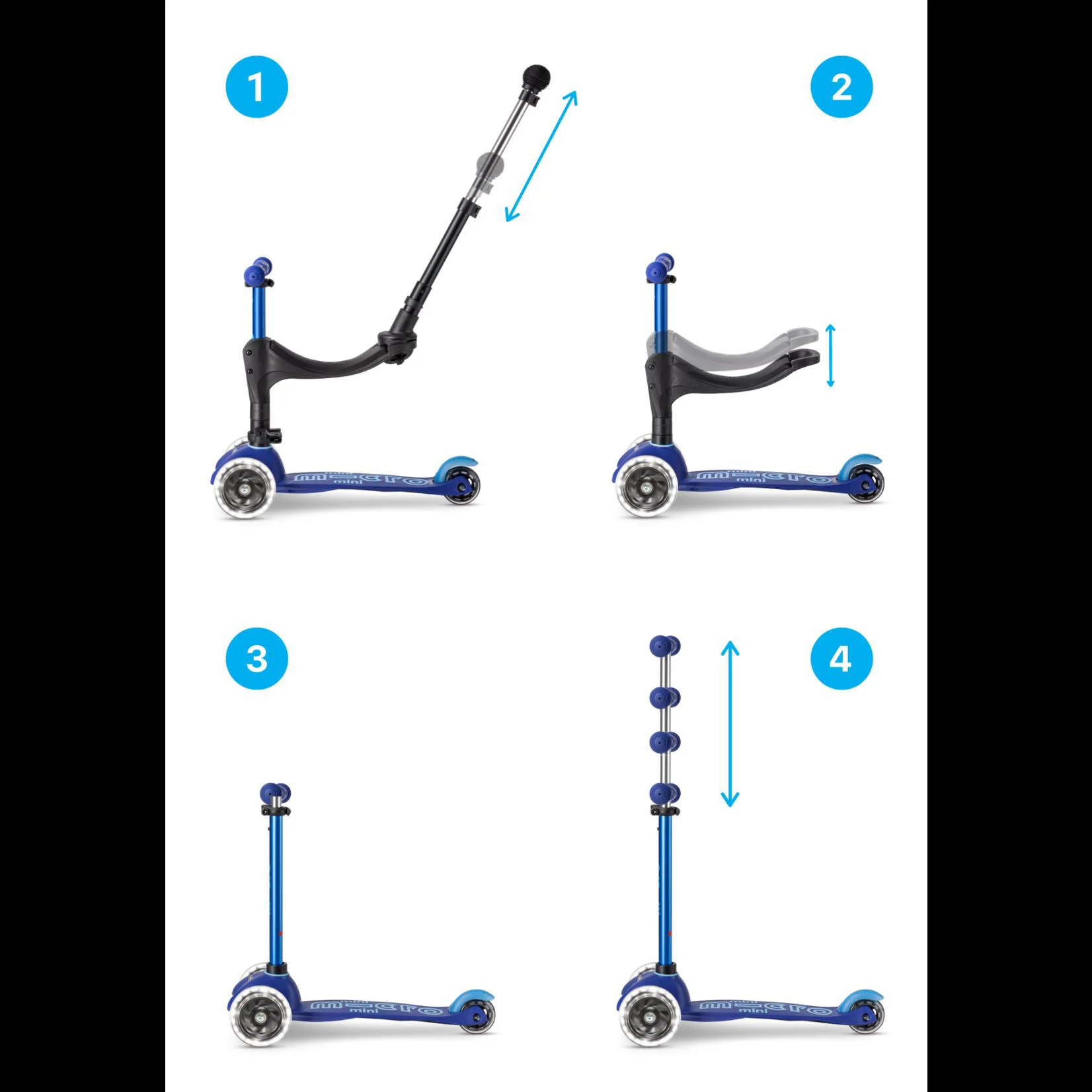 Trotineta Micro Mini 3 in 1 Deluxe Plus LED Blue foto