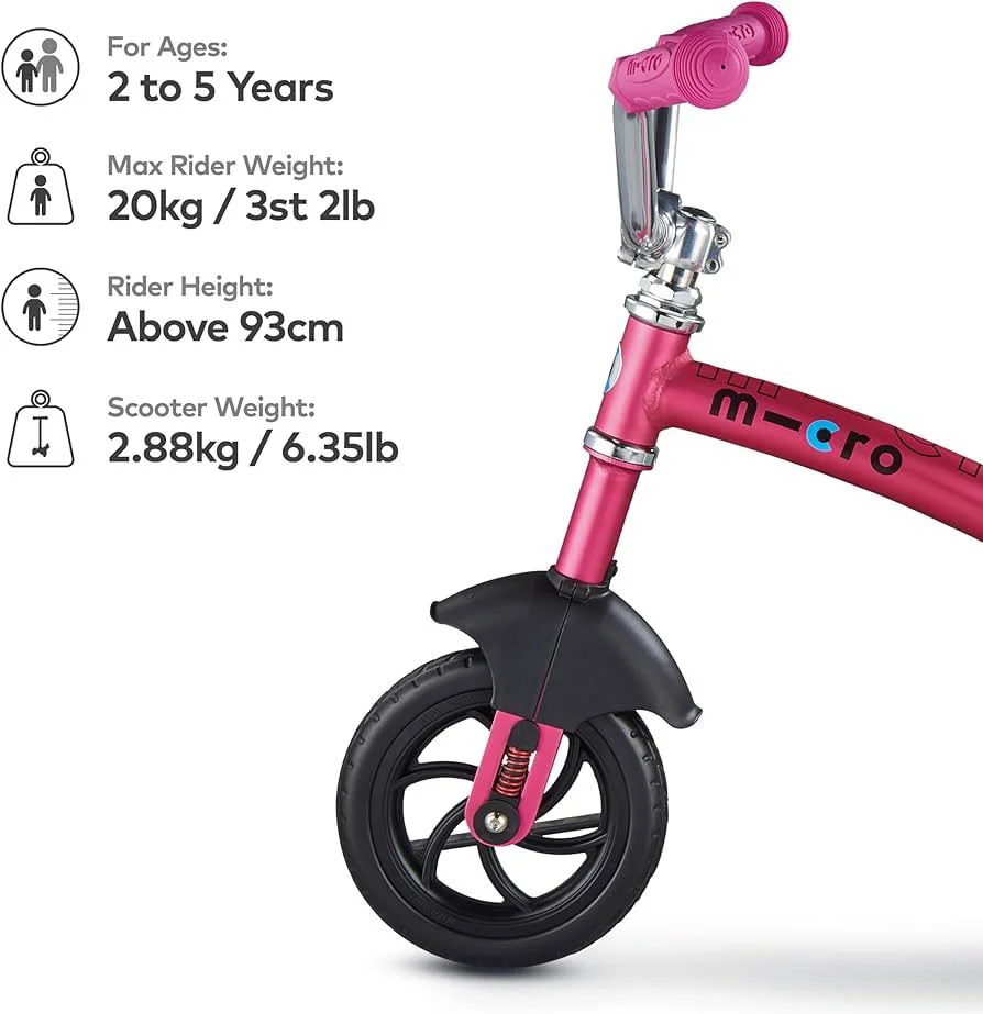 Bicicleta fara pedale Micro G-Bike Chopper Deluxe Pink foto