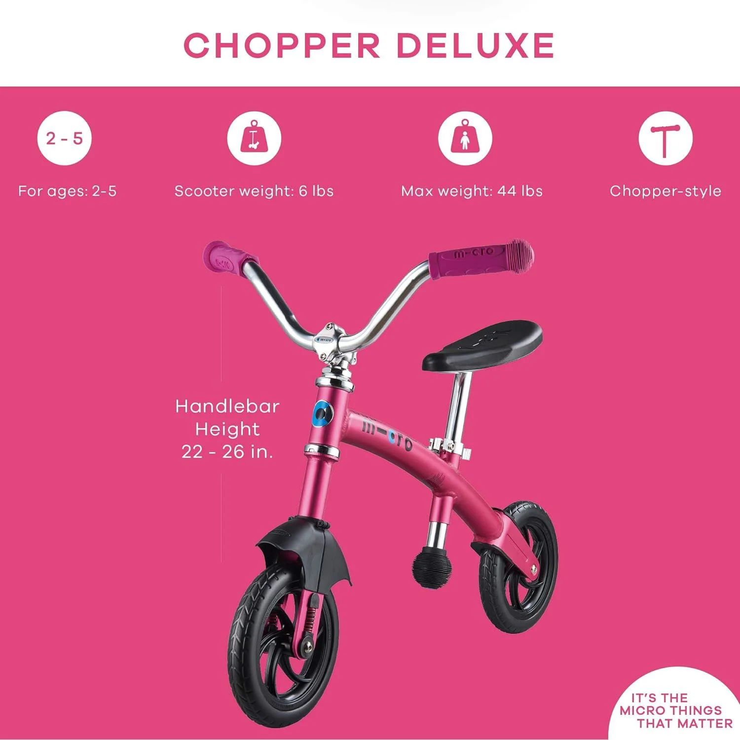 Bicicleta fara pedale Micro G-Bike Chopper Deluxe Pink foto