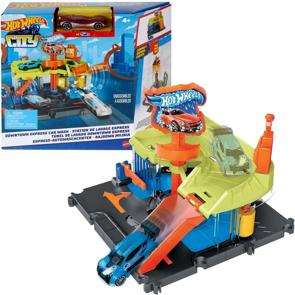 Set de joaca City Downtown Spalatorie auto Express Hot Wheels foto