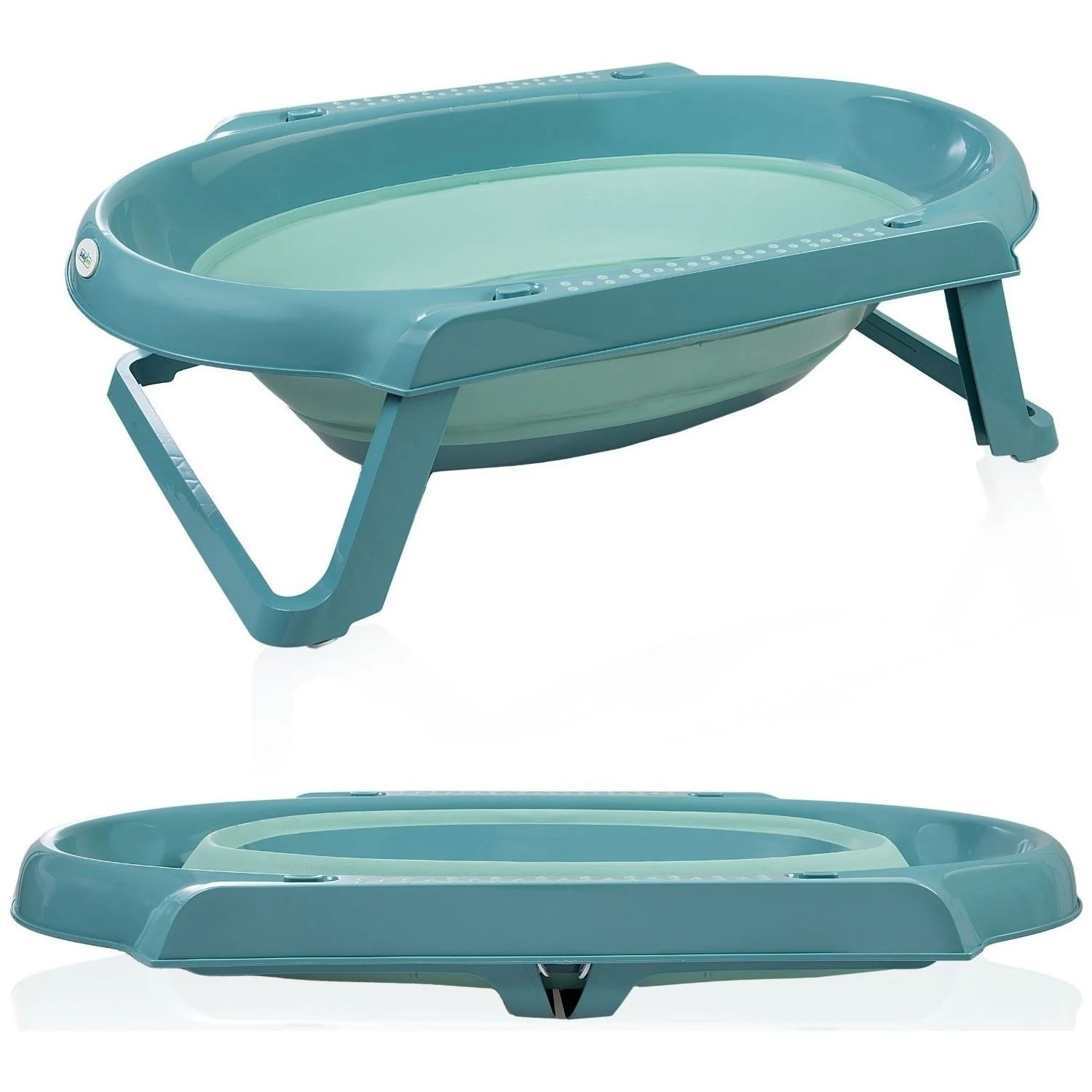 Set pentru baie BabyJem Turquoise cu cadita pliabila, 5 piese