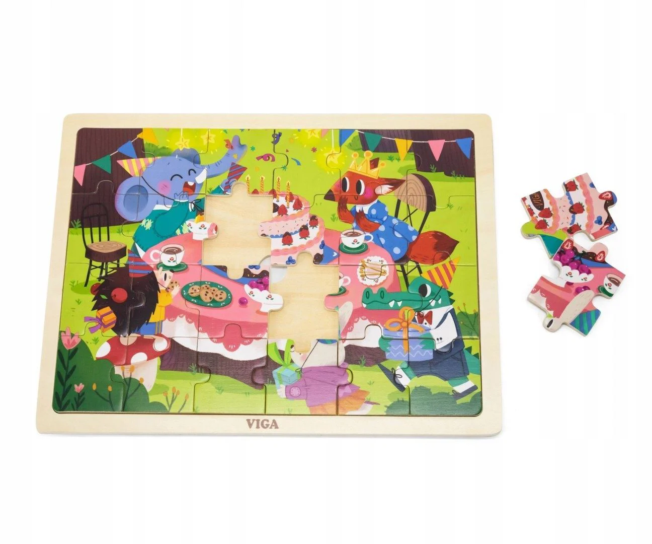 Деревянный пазл Viga Toys "День рождения", 24 детали