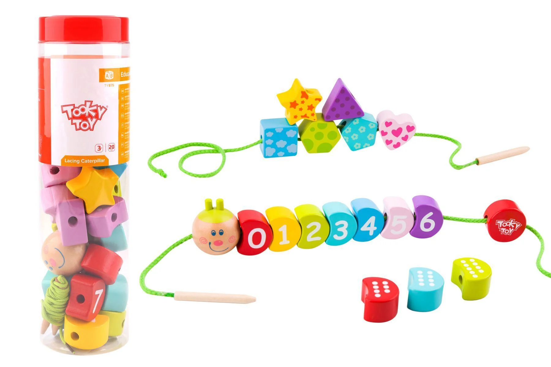 Jucarie din lemn cu siret Tooky Toy Omida