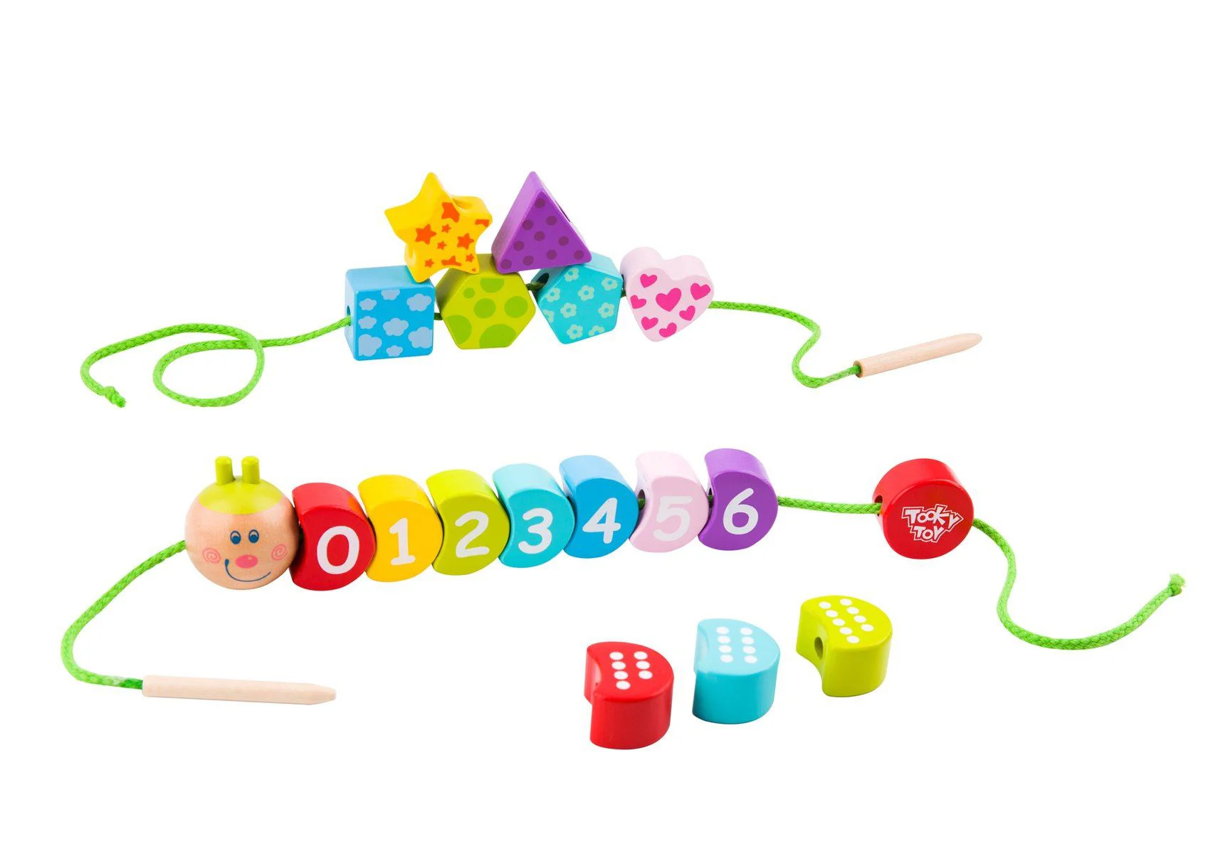 Jucarie din lemn cu siret Tooky Toy Omida