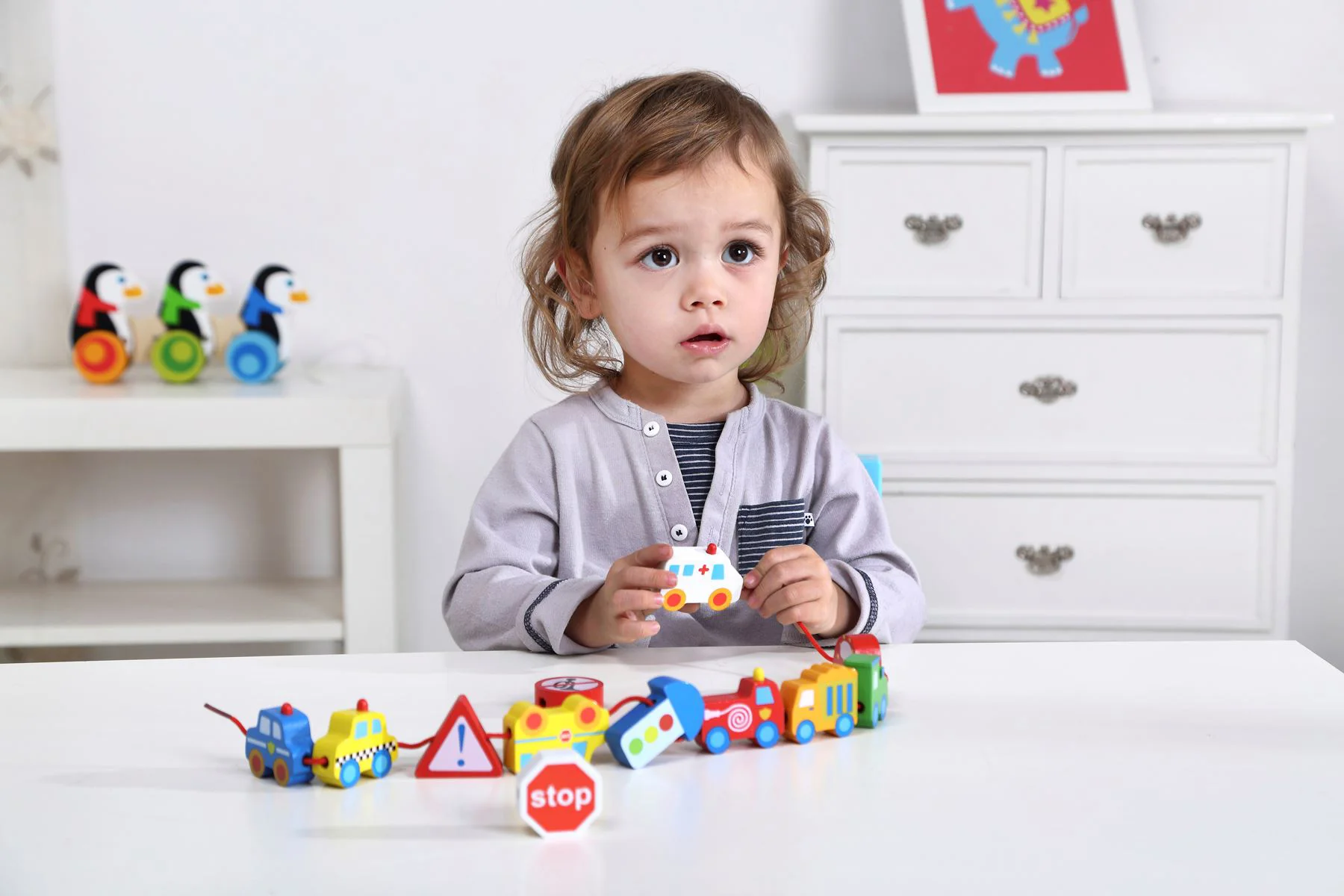 Jucarie din lemn cu siret Tooky Toy Transport