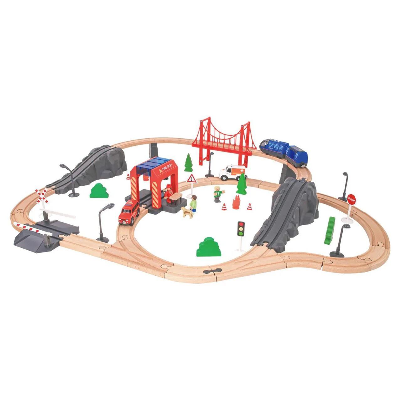 Cale ferata din lemn Tooky Toy Tren de salvare