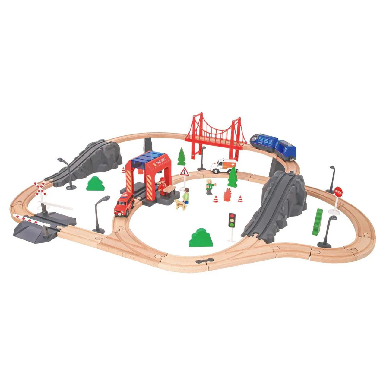 Cale ferata din lemn Tooky Toy Tren de salvare foto