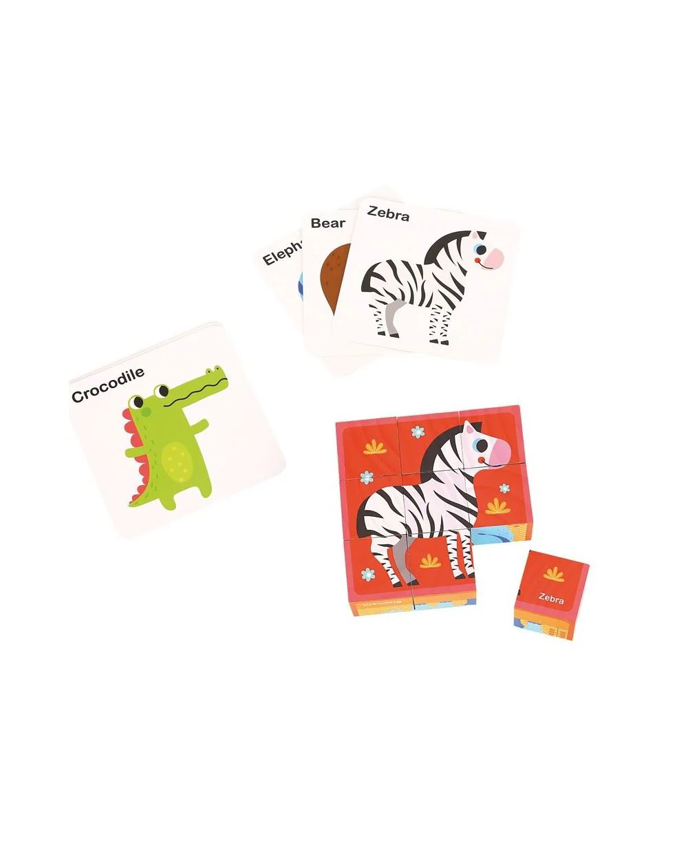 Cub puzzle din lemn Tooky Toy Animale foto