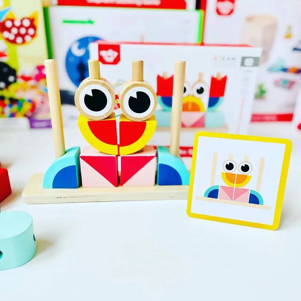 Cuburi-puzzle din lemn Tooky Toy Crab foto