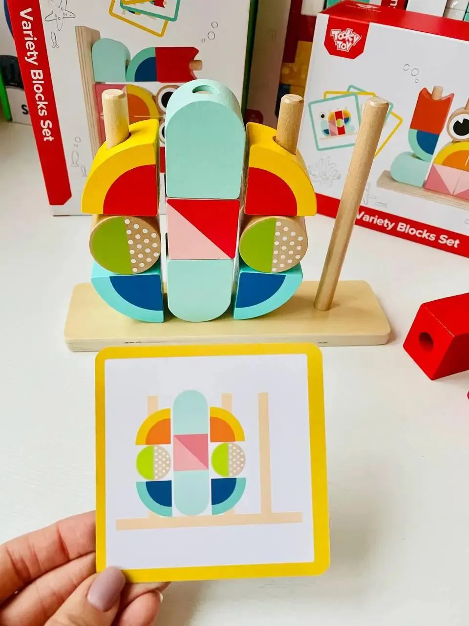 Cuburi-puzzle din lemn Tooky Toy Crab foto