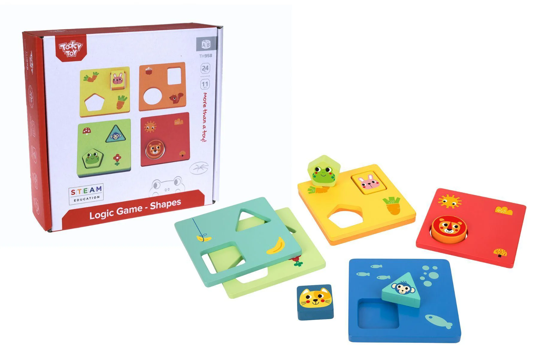 Деревянный игровой набор Tooky Toy Геометрические фигуры foto