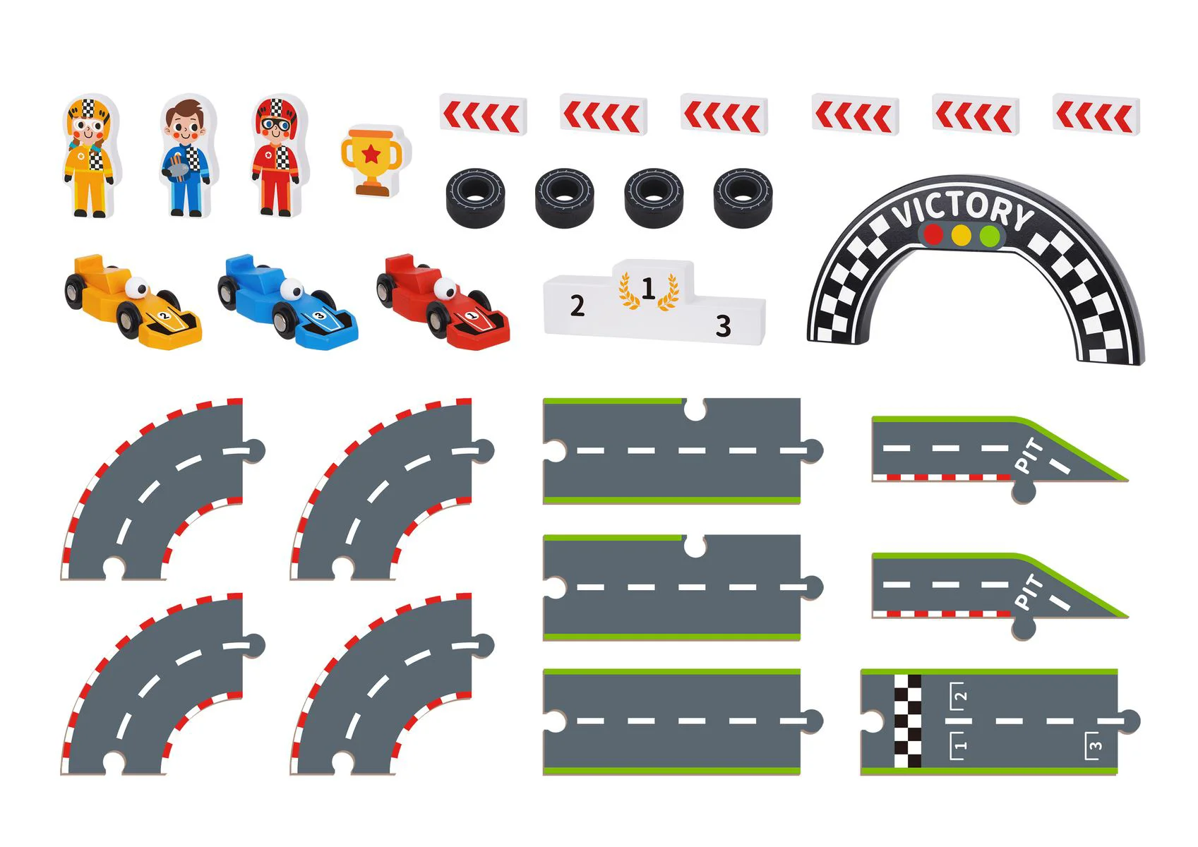 Set de joaca din lemn Tooky Toy Formula Racing