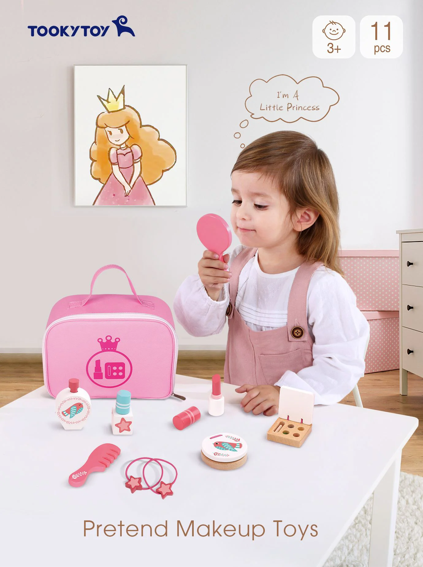 Деревянный набор для макияжа Tooky Toy Pink