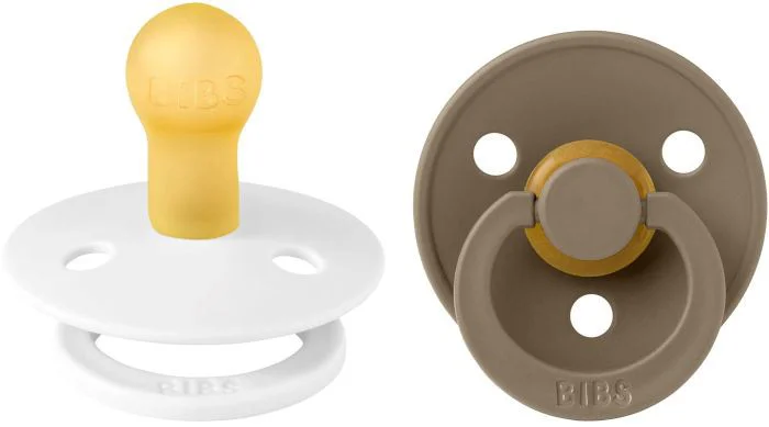 Set 2 suzete rotunde din latex BIBS Colour White/Dark Oak (0-6 luni) foto