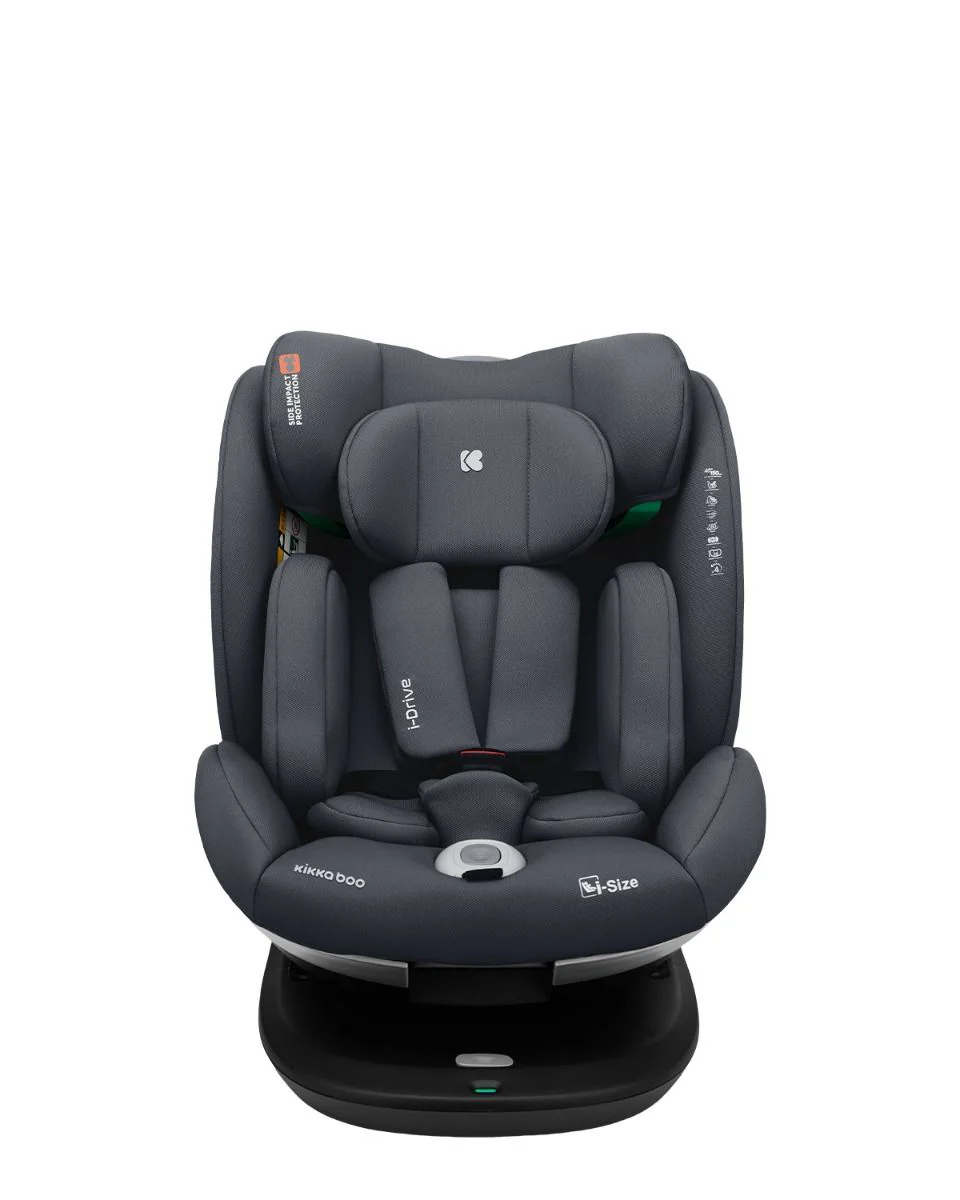 Scaun auto rotativ cu isofix KikkaBoo i-Drive Dark Grey, 40-150 cm