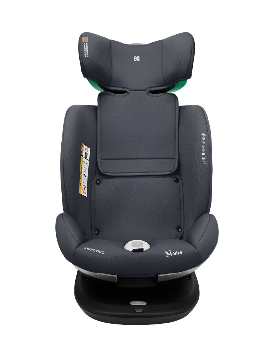 Scaun auto rotativ cu isofix KikkaBoo i-Drive Dark Grey, 40-150 cm