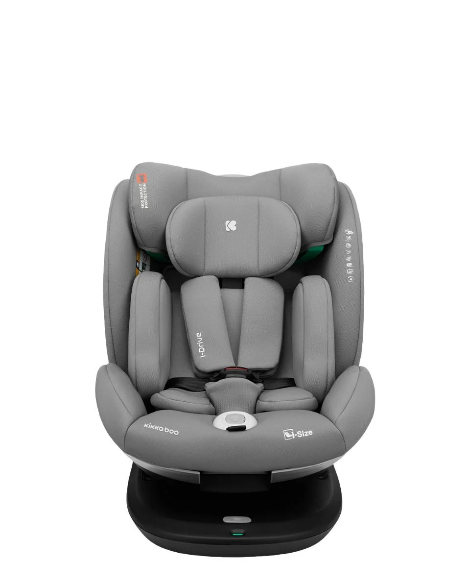 Scaun auto rotativ cu isofix KikkaBoo i-Drive Light Grey, 40-150 cm