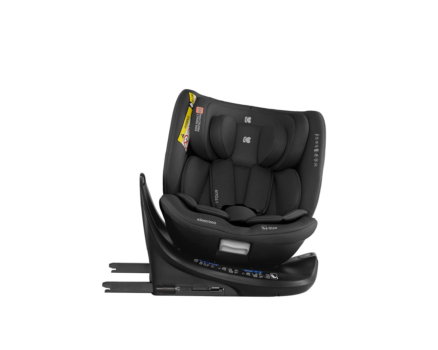 Scaun auto rotativ cu isofix KikkaBoo i-Tour Black, 40-150 cm