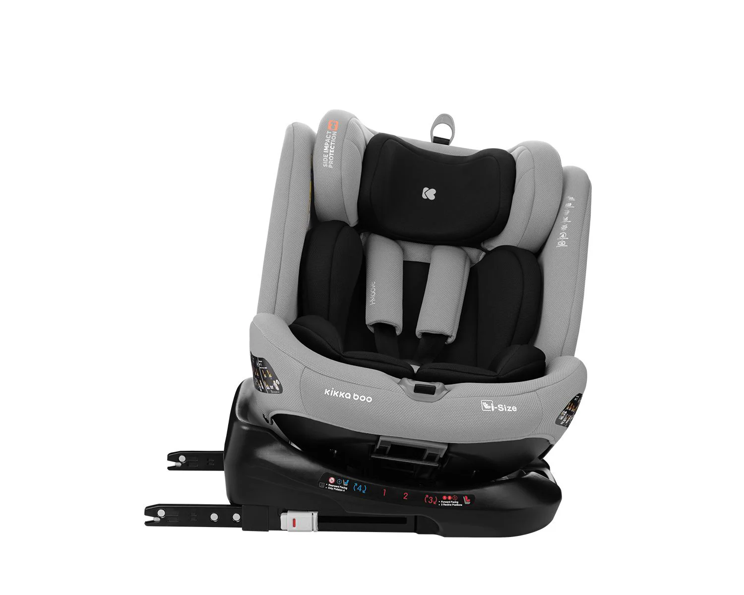 Scaun auto rotativ cu isofix KikkaBoo i-Moove Light Grey, 40-150 cm foto