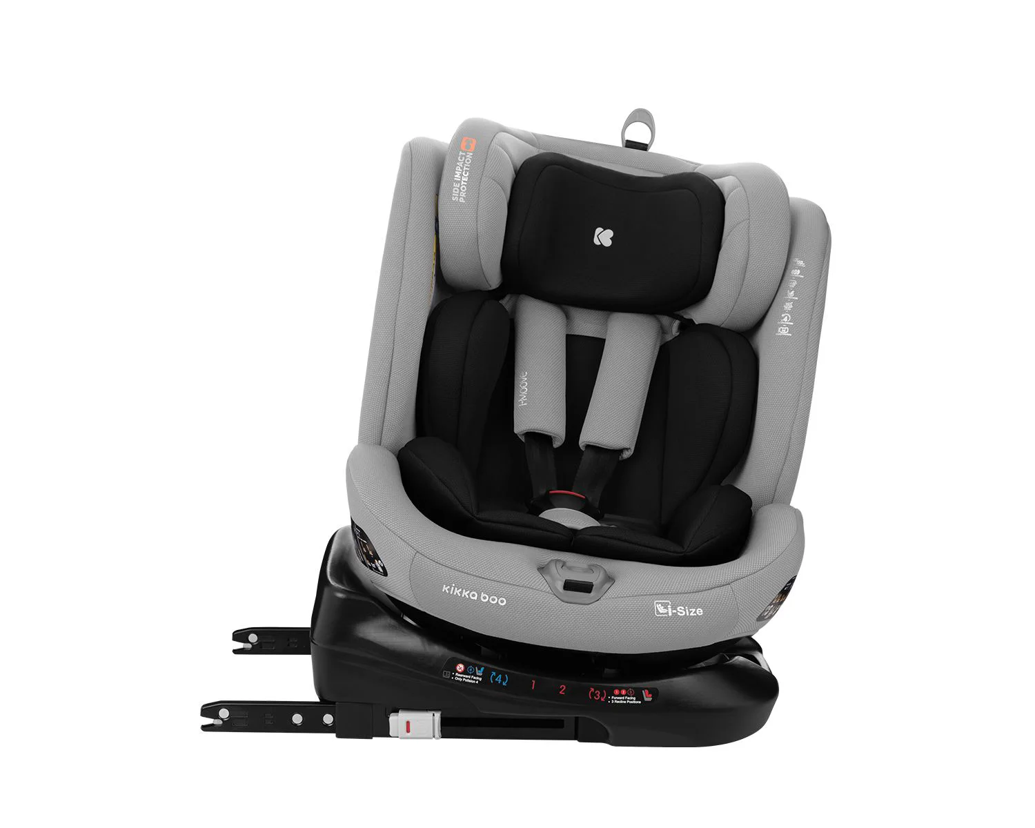 Scaun auto rotativ cu isofix KikkaBoo i-Moove Light Grey, 40-150 cm foto