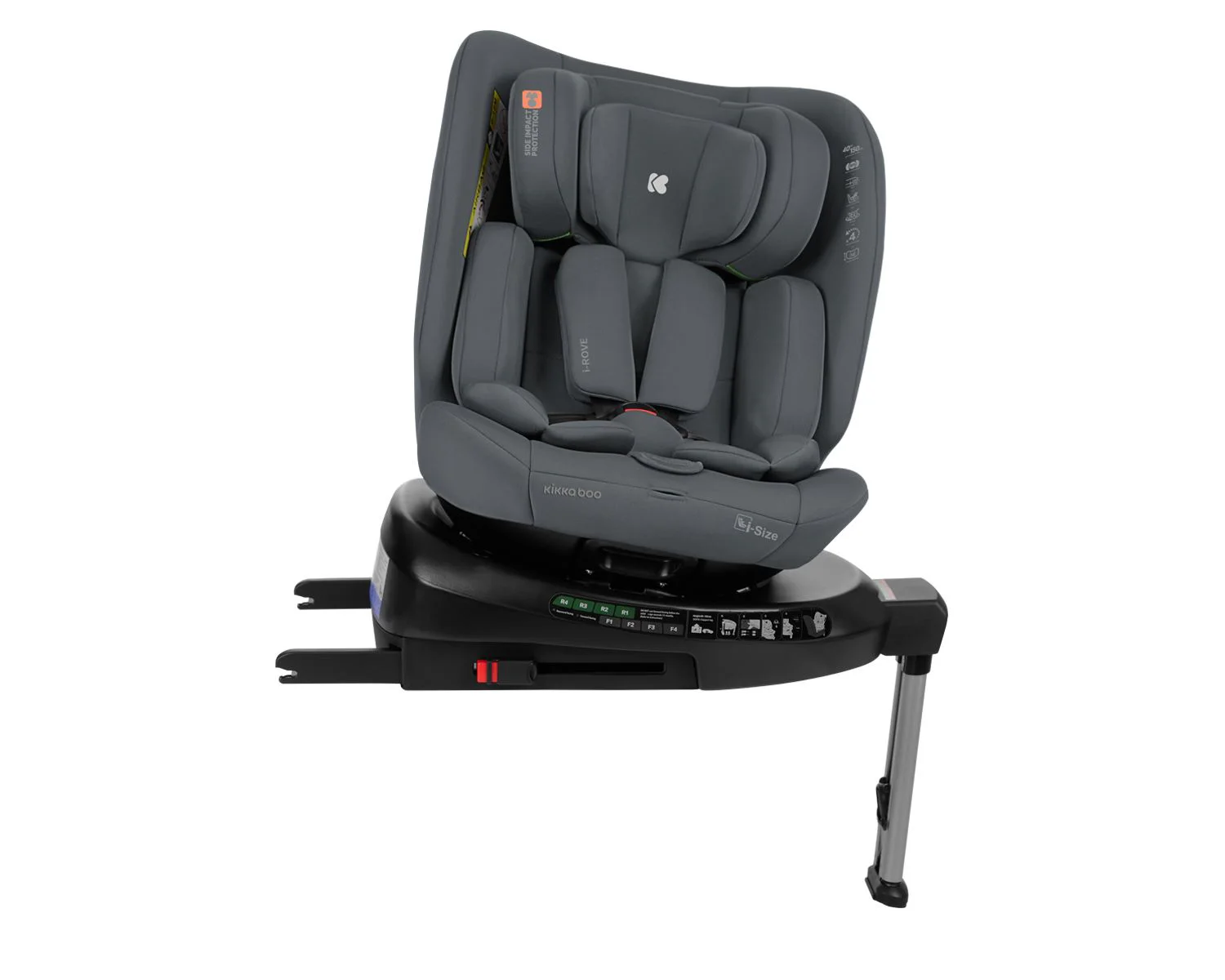 Вращающееся автокресло с изофиксом KikkaBoo i-Rove Dark Grey, 40-150 см foto