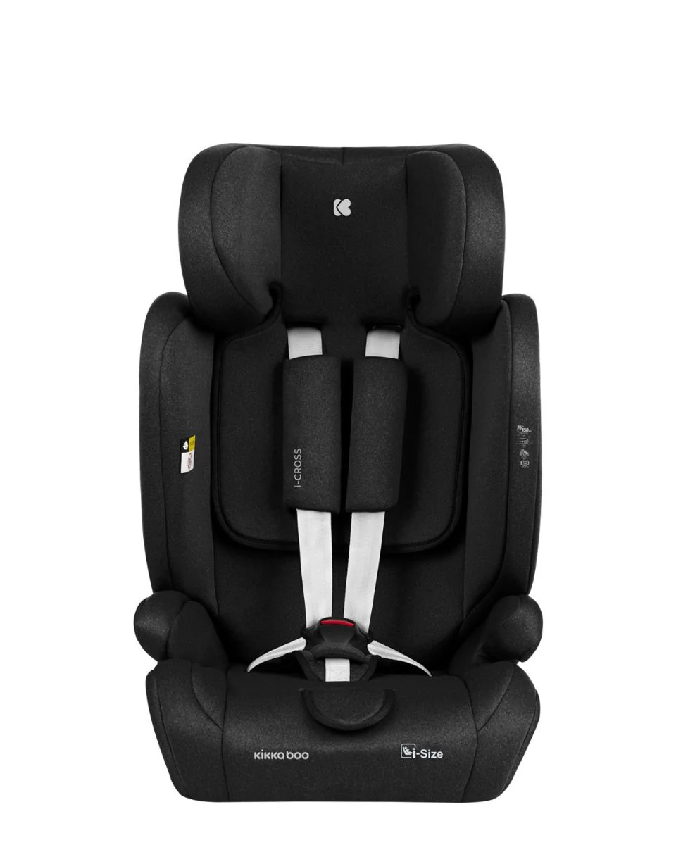 Scaun auto cu isofix KikkaBoo i-Cross Black, 76-150 cm