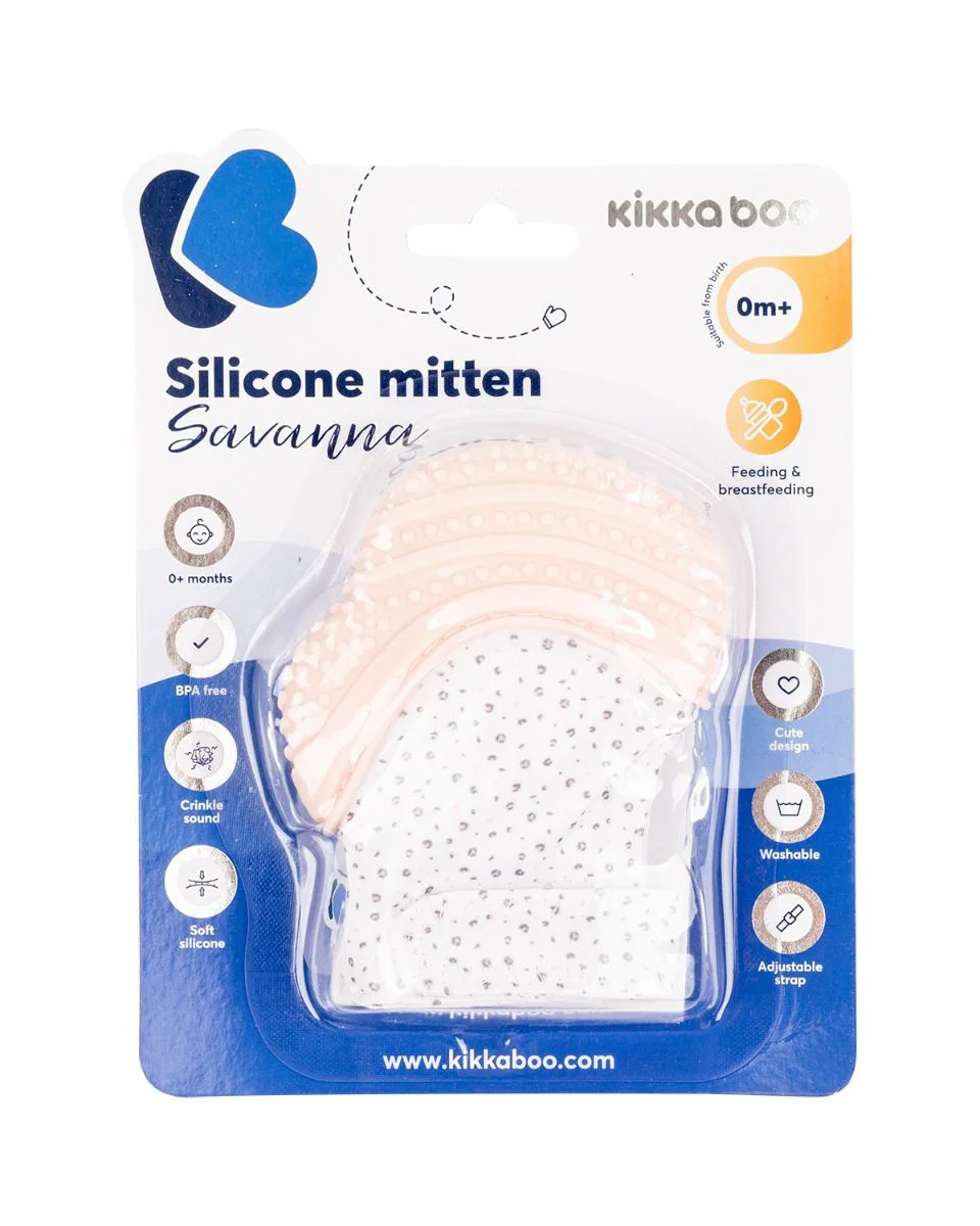 Manusa din silicon KikkaBoo Mitten Savanna Pink