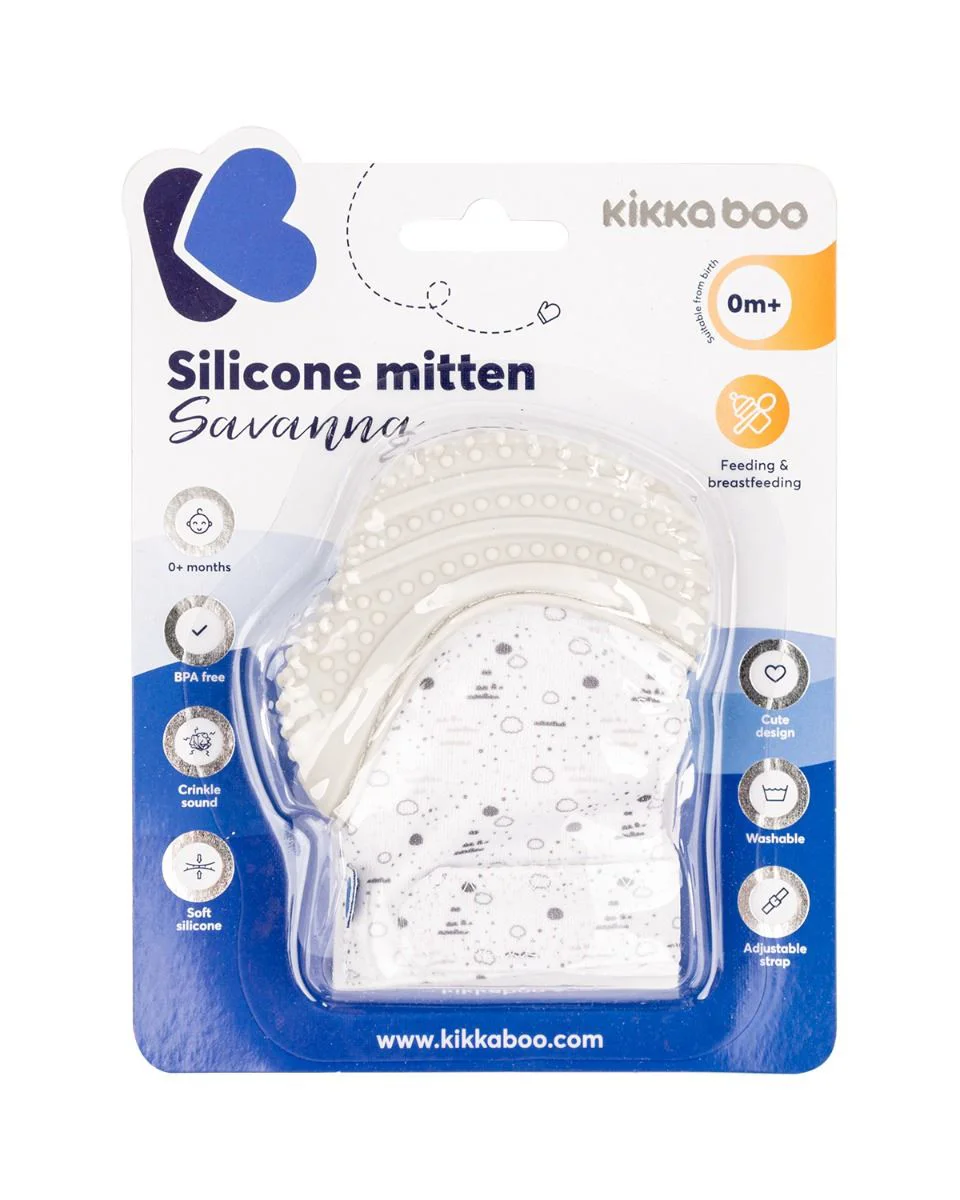 Manusa din silicon KikkaBoo Mitten Savanna Grey