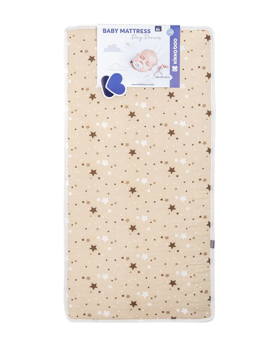 Saltea pentru patut KikkaBoo Day Dream Stars Beige, 120x60x10 cm foto