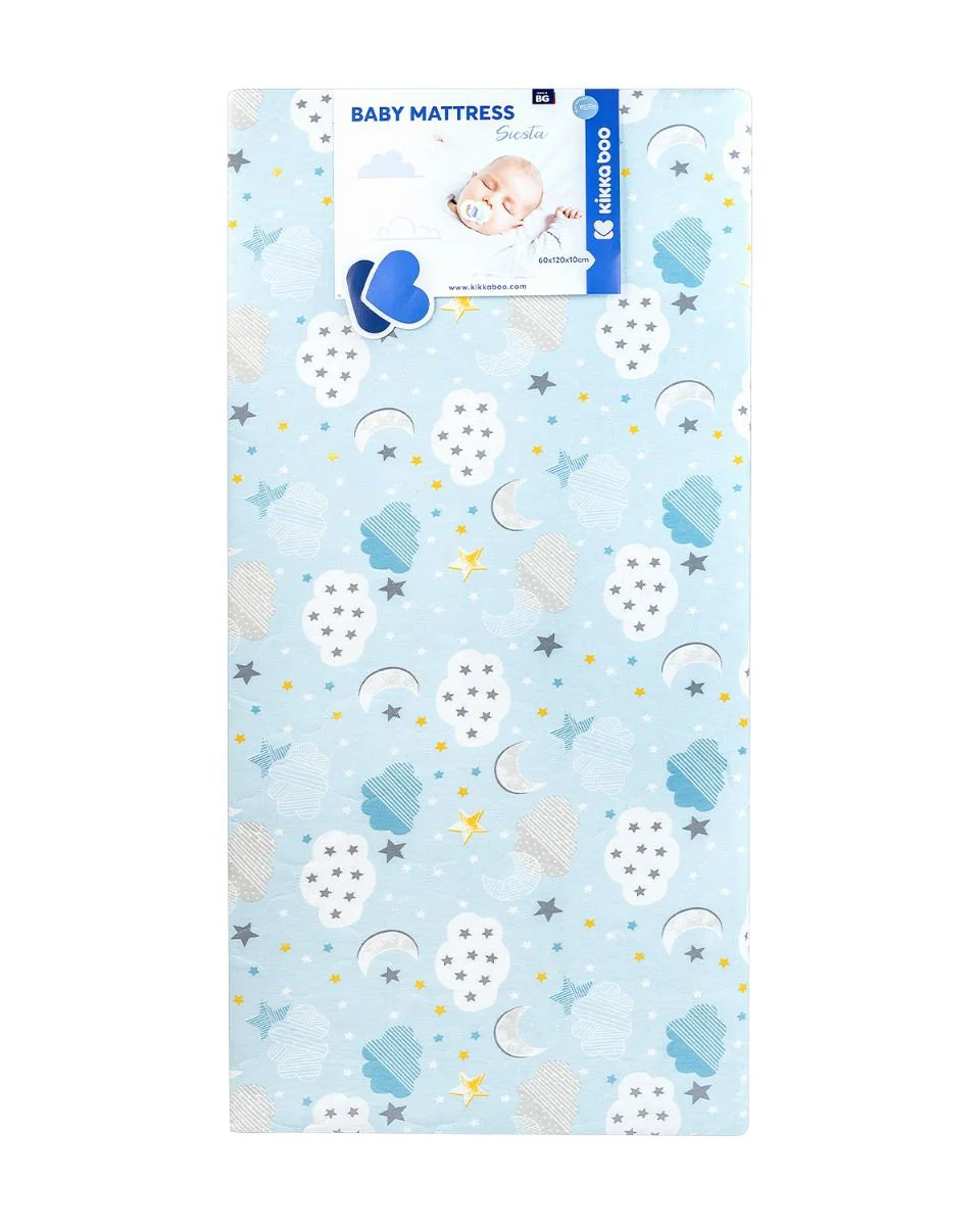 Saltea pentru patut KikkaBoo Siesta Clouds Blue, 120x60x10 cm foto