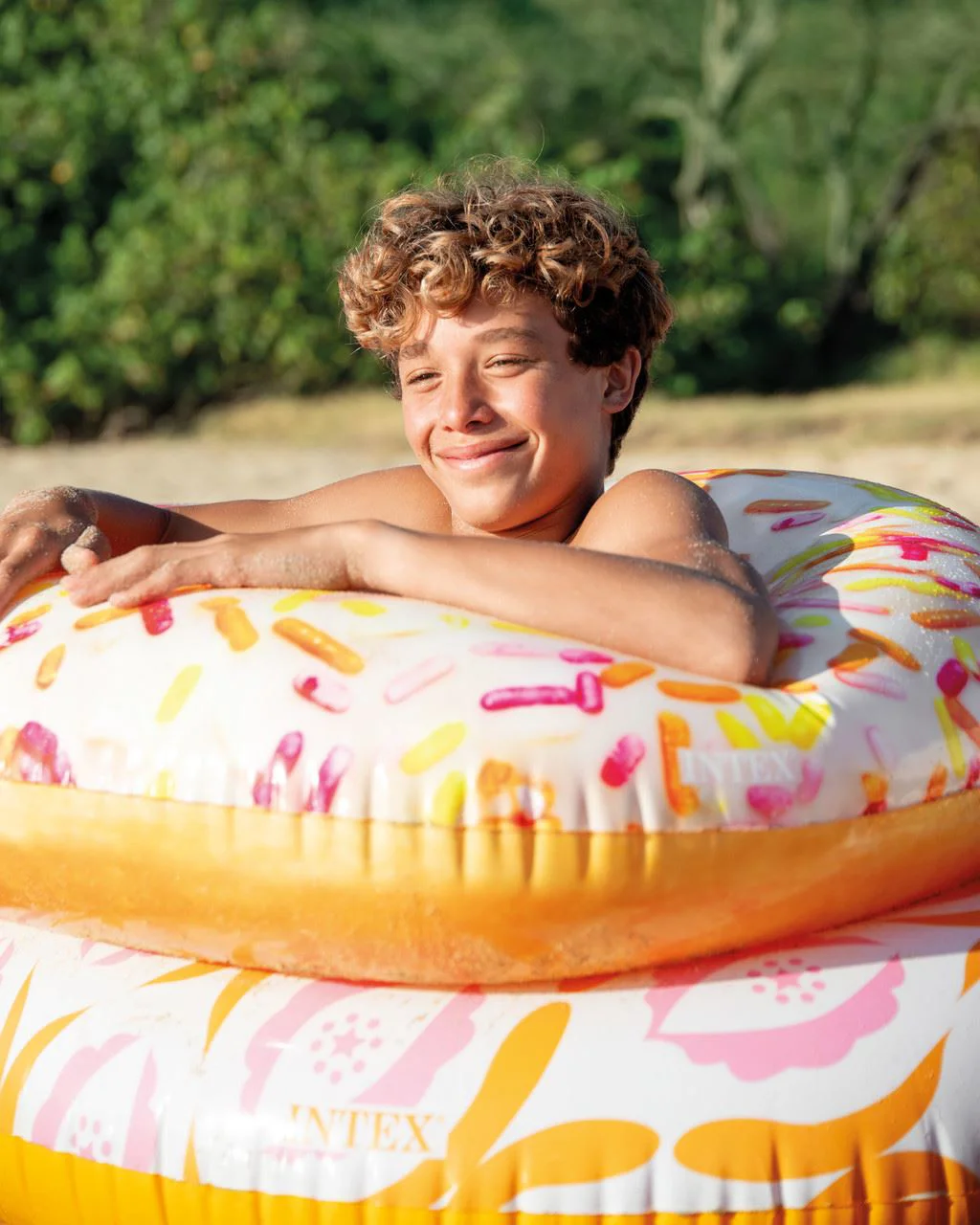 Cerc gonflabil Intex Donut in forma de inima, 94x89x25 cm foto