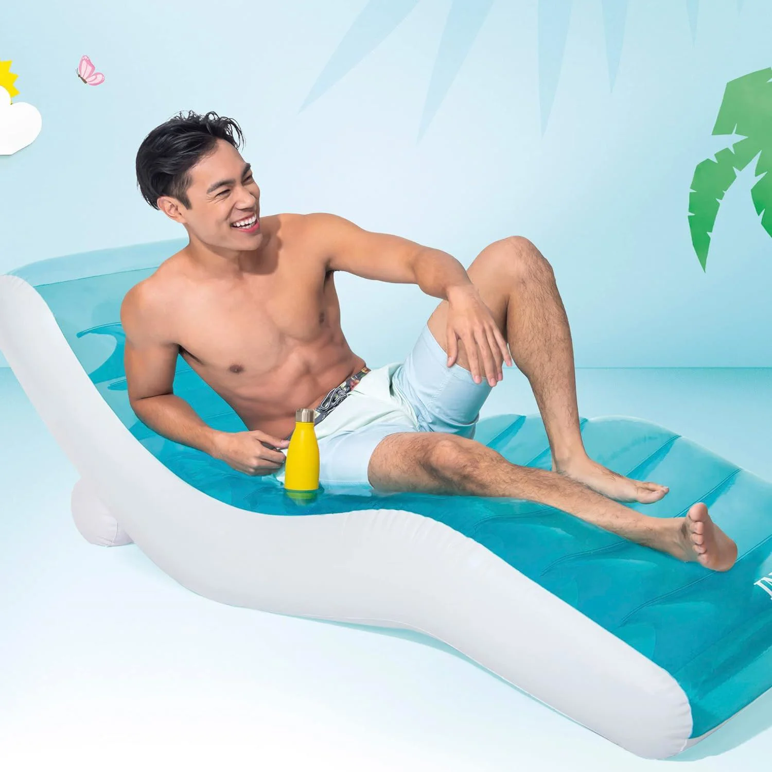 Sezlong gonflabil Intex Splash cu suport pentru pahar, 191x99 cm foto