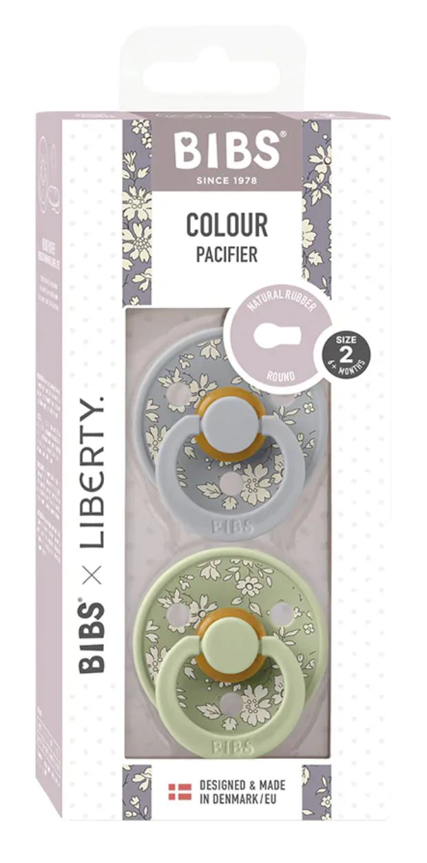 Set 2 suzete rotunde din latex BIBS LIBERTY Colour Capel - Sage Mix (6-18 luni)