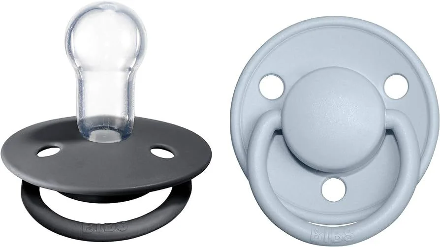 Set 2 suzete rotunde din silicon BIBS De lux Iron/Baby Blue (0-36 luni) foto