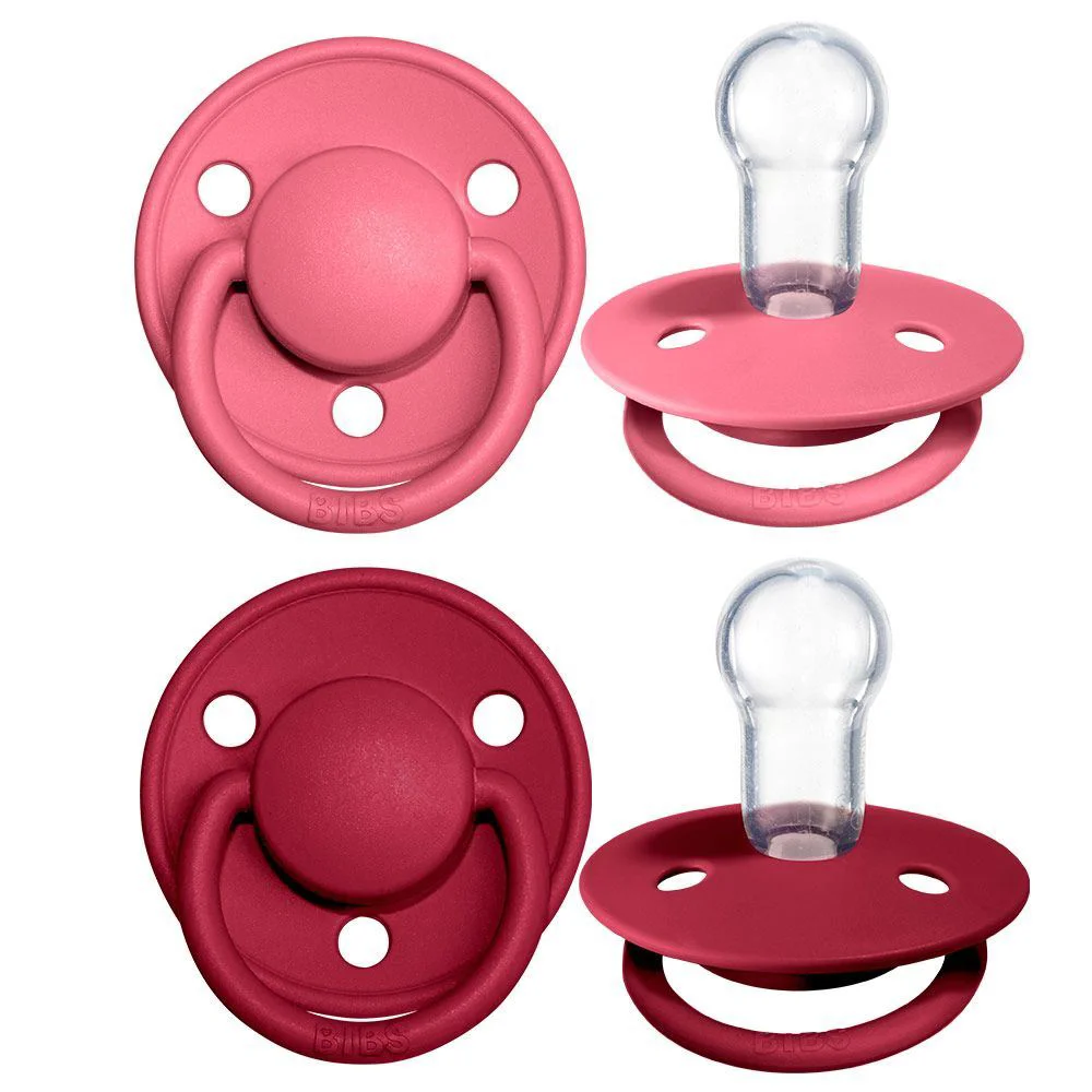 Set 2 suzete rotunde din silicon BIBS De lux Coral/Ruby (0-36 luni) foto