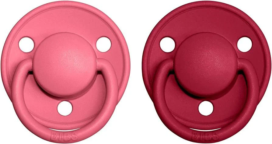 Set 2 suzete rotunde din silicon BIBS De lux Coral/Ruby (0-36 luni) foto