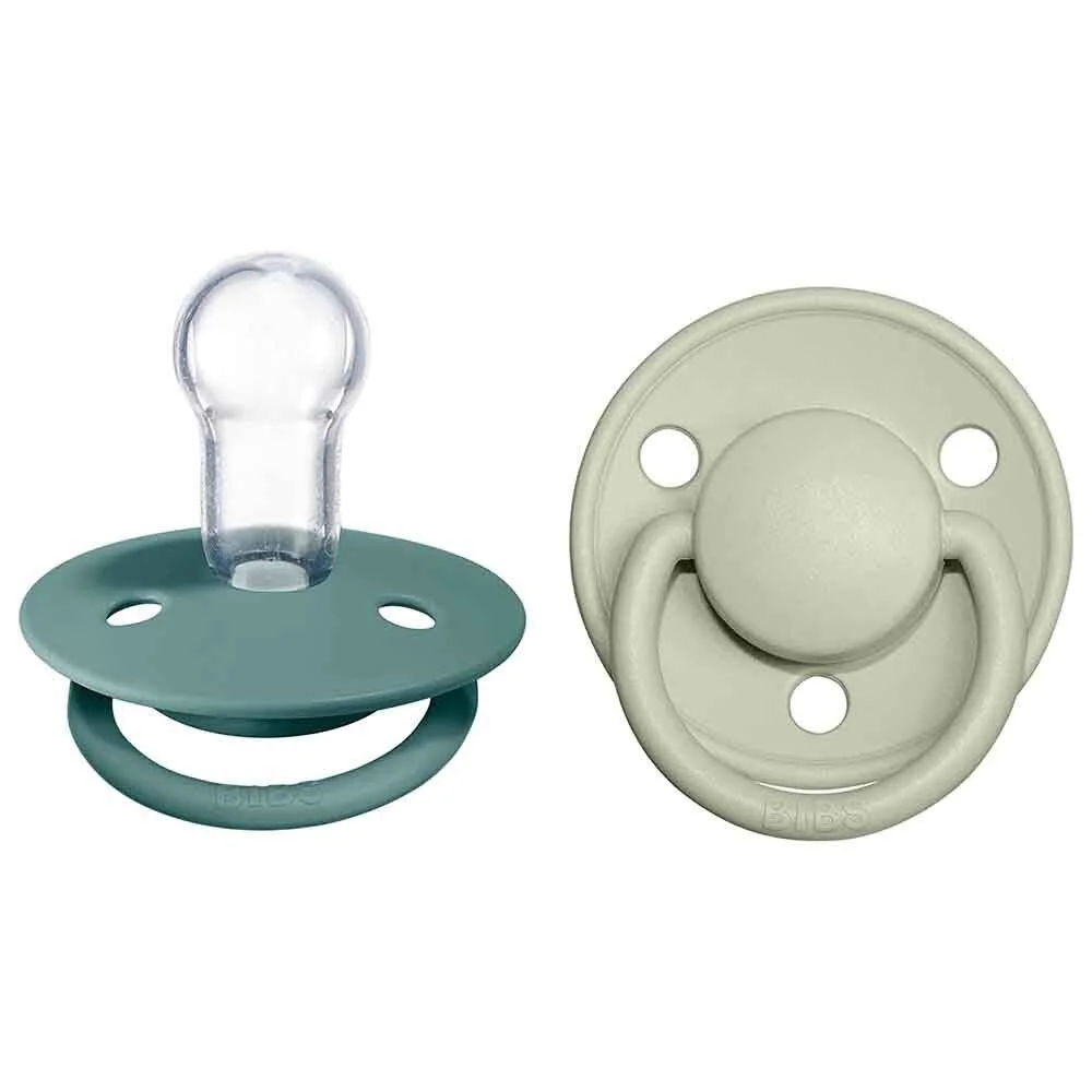 Set 2 suzete rotunde din silicon BIBS De lux Island Sea/Sage (0-36 luni)