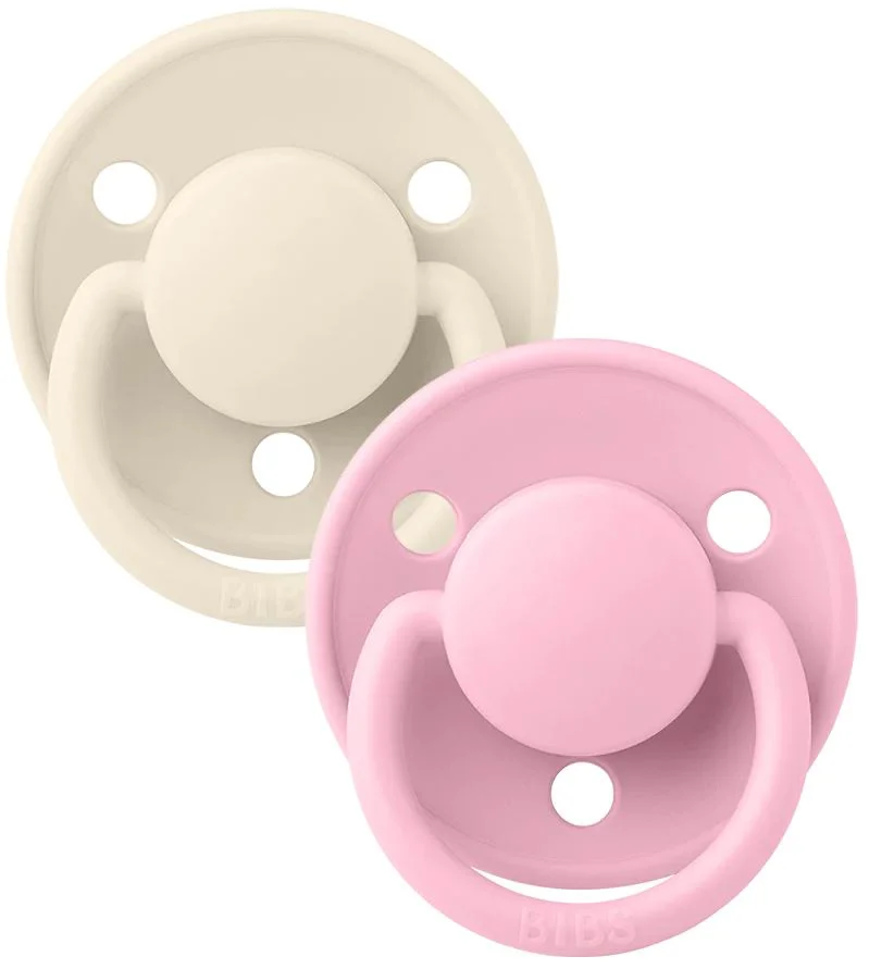 Set 2 suzete rotunde din latex BIBS De lux Ivory/Baby Pink (0-6 luni) foto