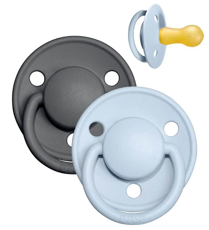 Set 2 suzete rotunde din latex BIBS De lux Iron/Baby Blue (6-18 luni) foto