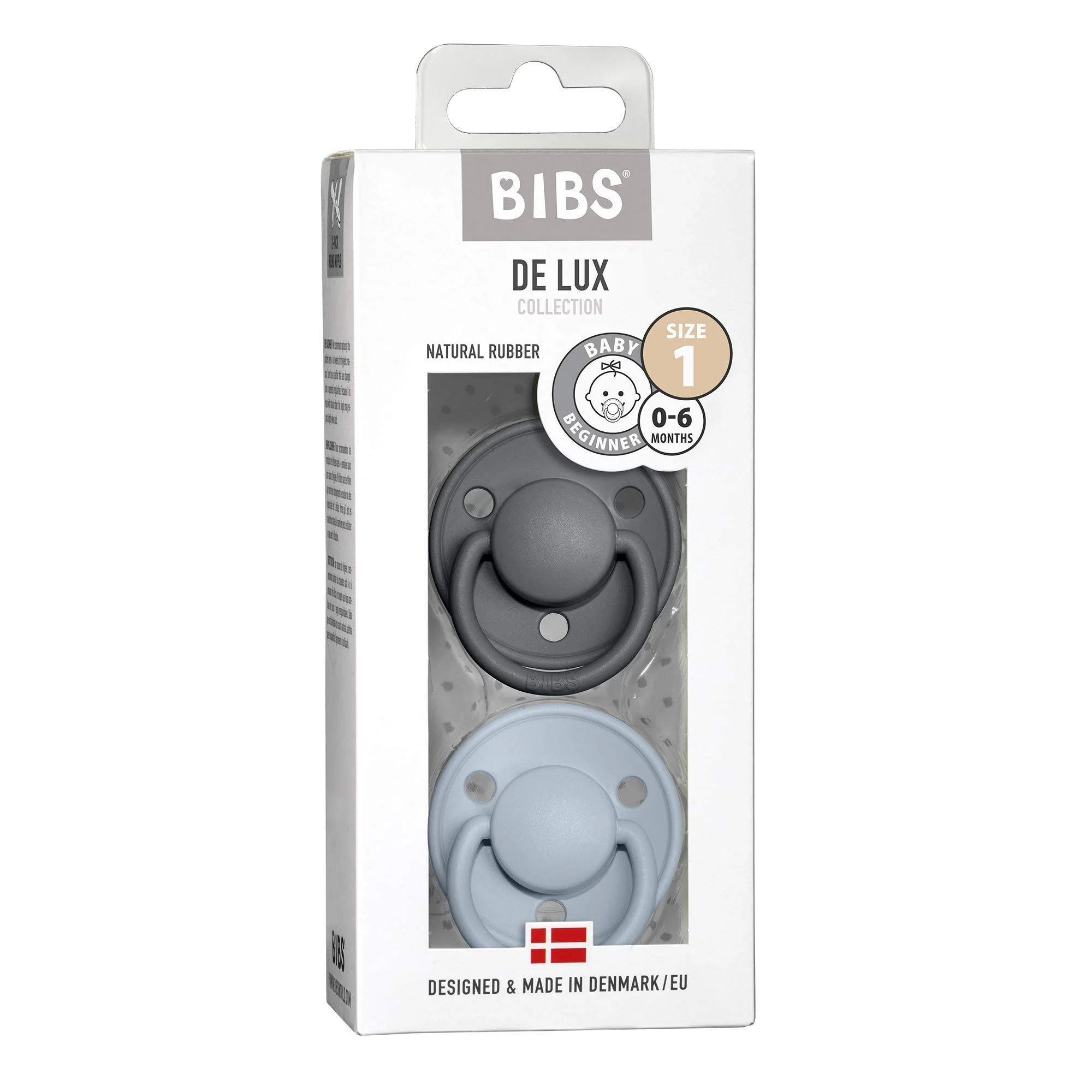 Set 2 suzete rotunde din latex BIBS De lux Iron/Baby Blue (0-6 luni) foto