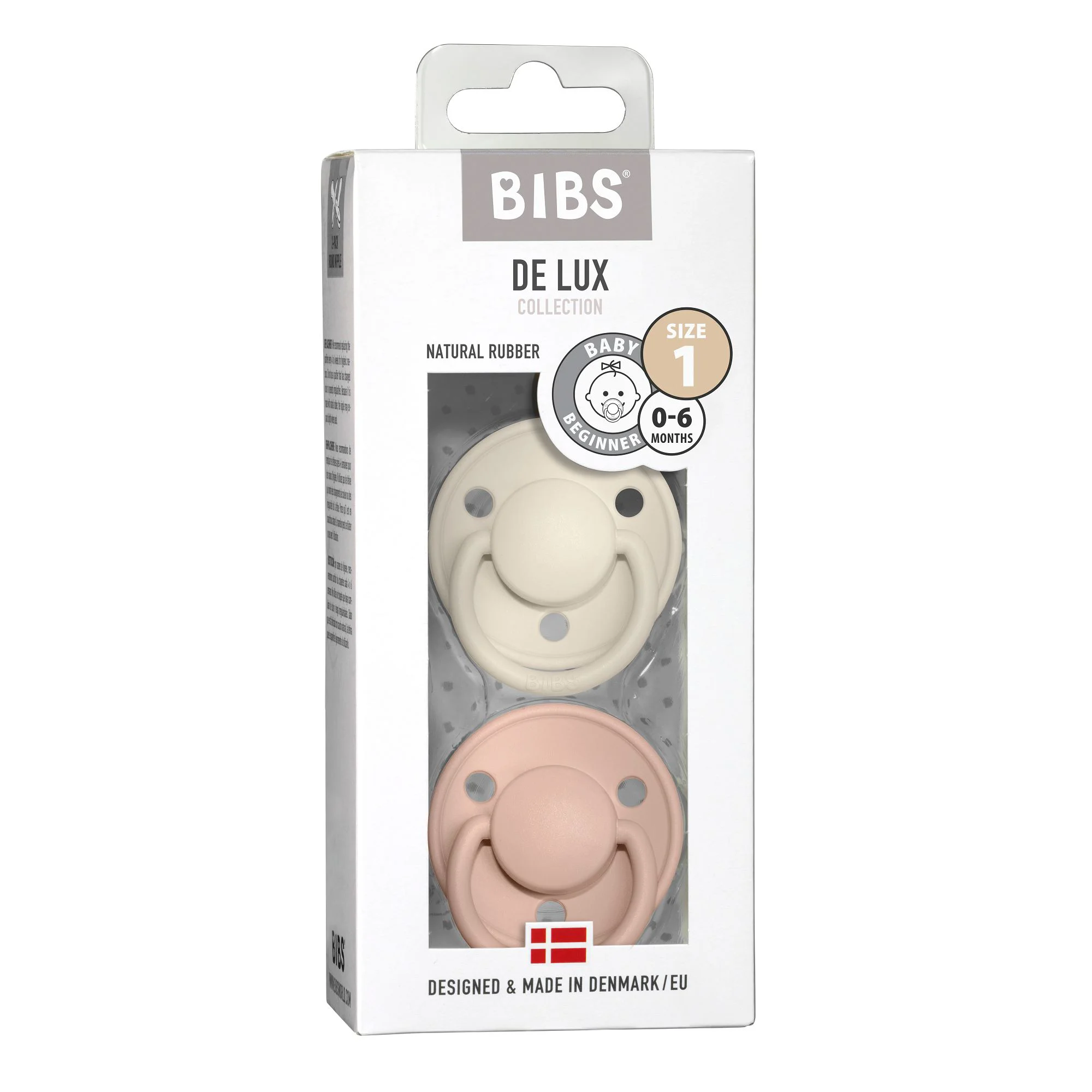Набор из 2 круглых латексных пустышек BIBS De Lux Ivory/Blush (0-6 мес.) foto