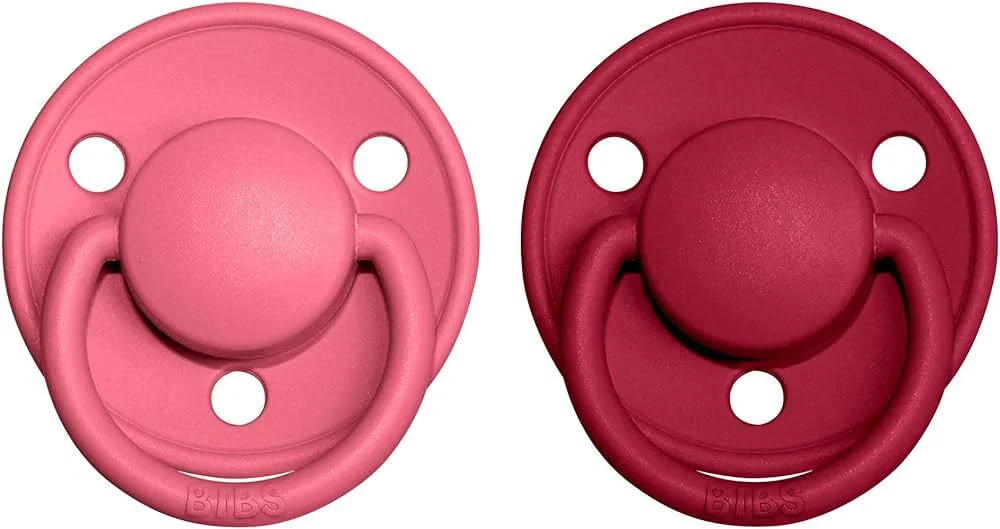 Набор из 2 круглых латексных пустышек BIBS De Lux Coral/Ruby (0-6 мес.) foto
