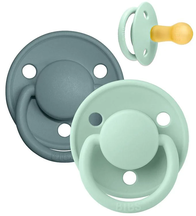 Set 2 suzete rotunde din latex BIBS De lux Nordic Mint/Island Sea (6-18 luni)