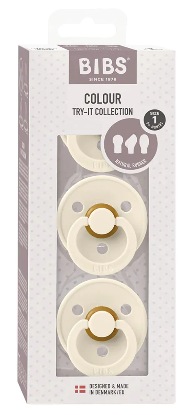 Set 3 suzete BIBS Colour Ivory Latex, tetina rotunda, simetrica & anatomica (0-6 luni) foto