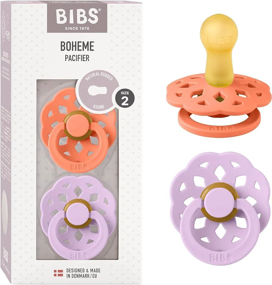 Set 2 suzete rotunde din latex BIBS Boheme Papaya/Violet Sky (6-18 luni) foto