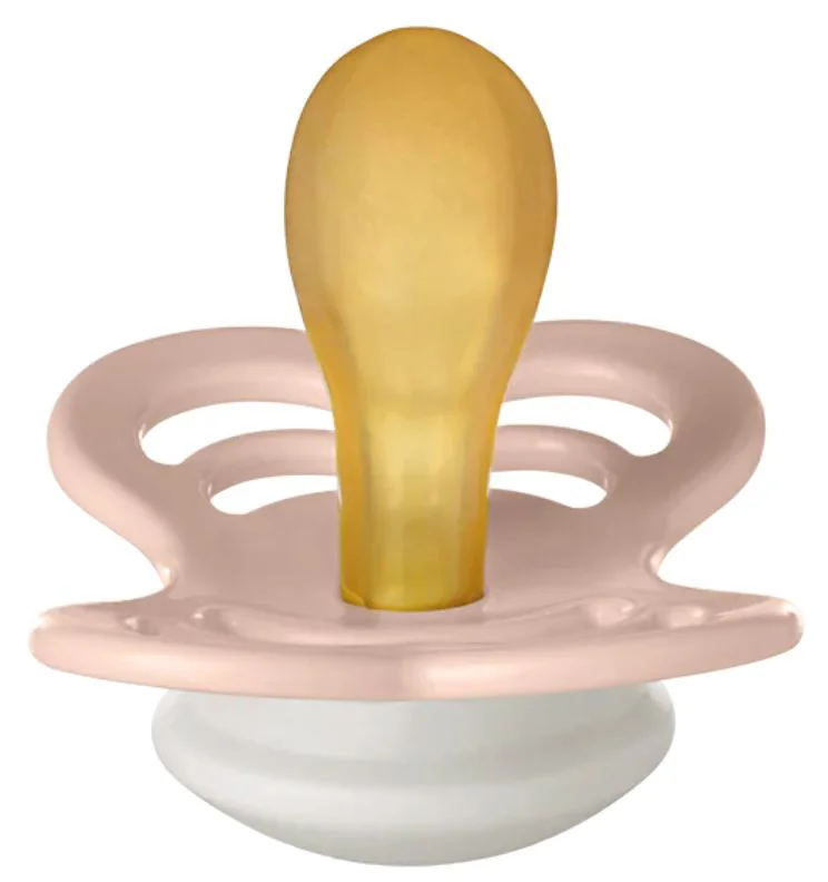 Set 2 suzete simetrice fosforescente din latex BIBS Supreme Glow Blush/Vanilla (0-6 luni) foto