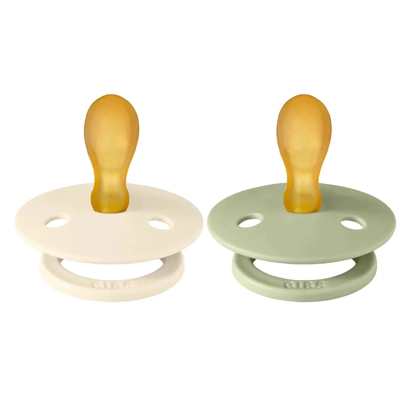 Set 2 suzete simetrice din latex BIBS Colour Ivory/Sage (0-6 luni) foto