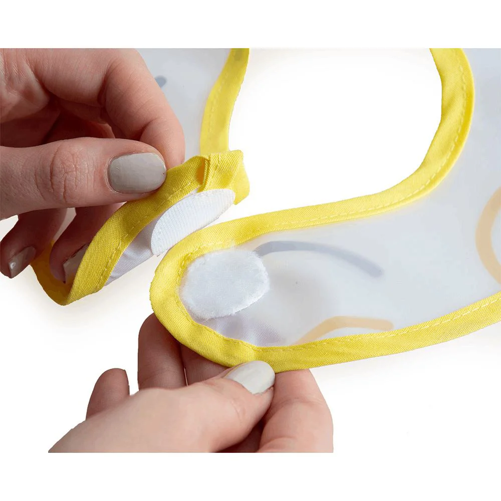 Baveta cu 2 fete si buzunar BabyJem Yellow Smiley Face, 24x35 cm foto