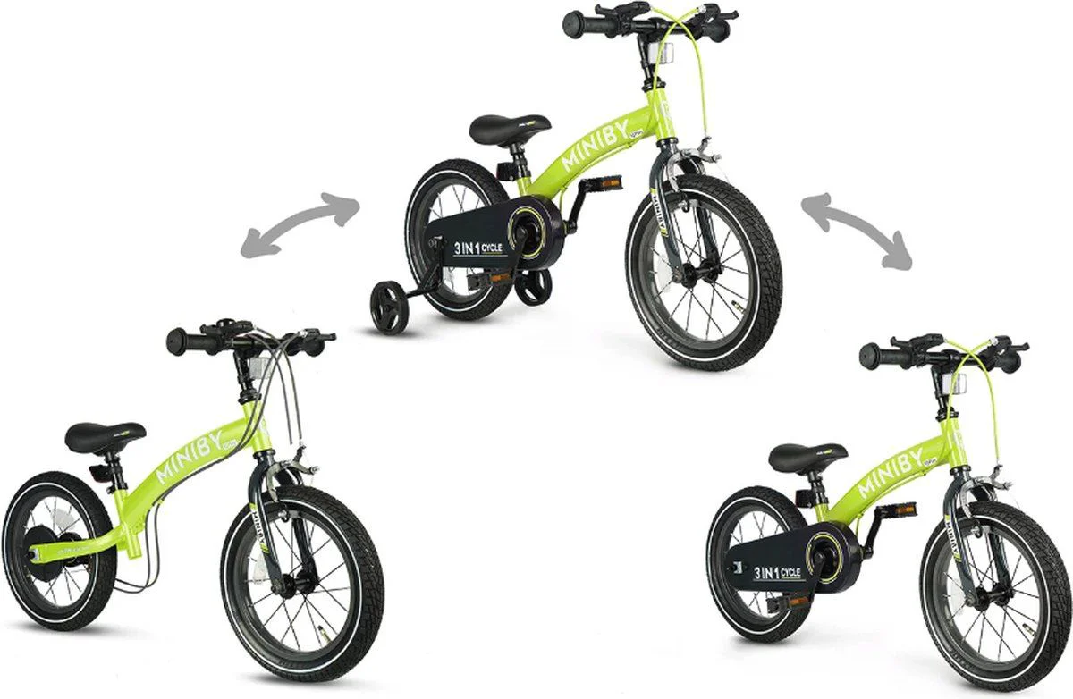 Bicicleta pentru copii 3 in 1 Qplay Miniby Green 14'