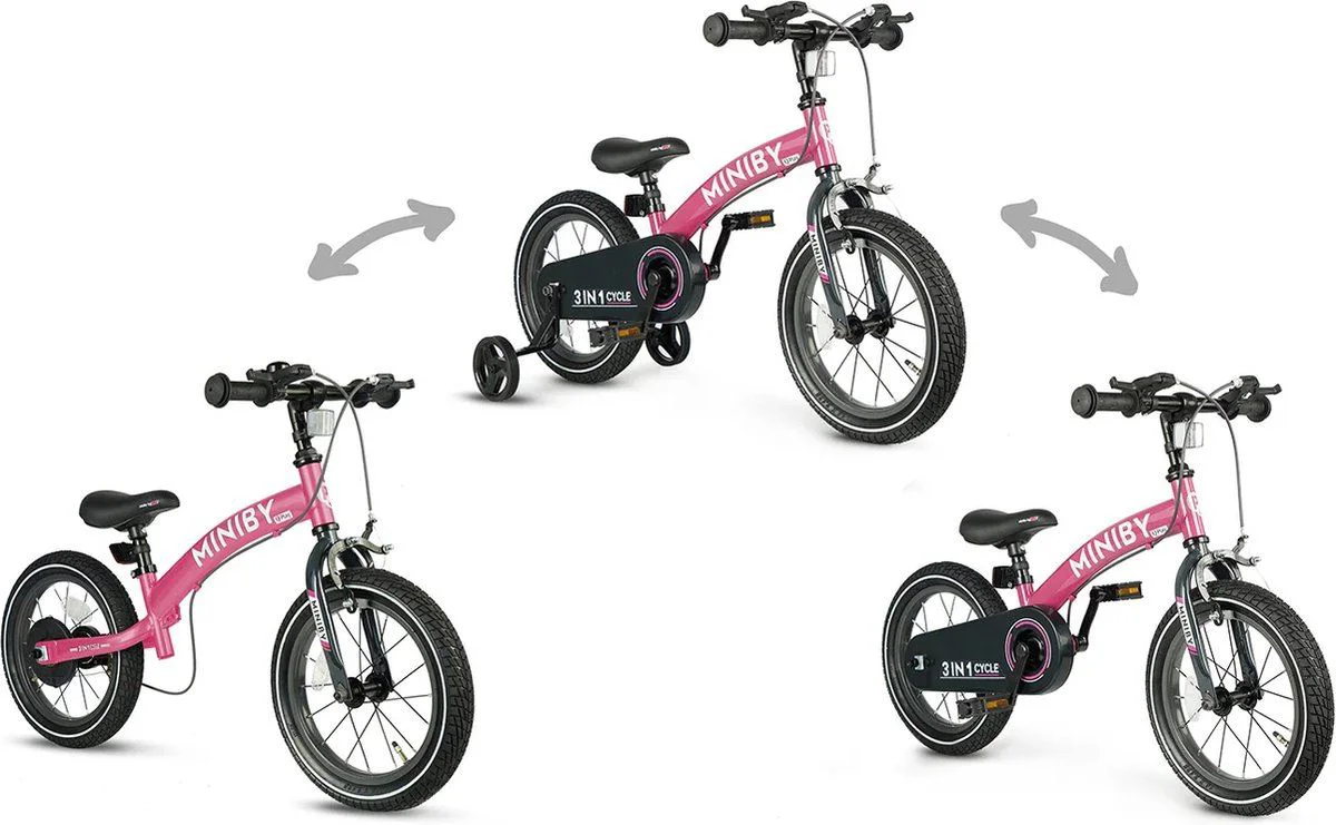 Bicicleta pentru copii 3 in 1 Qplay Miniby Rose 14'